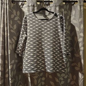 Black and White Patterned Women's Top